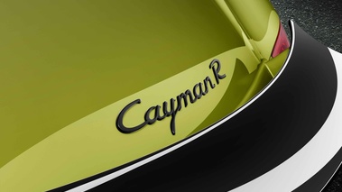Porsche Cayman R vert logo coffre