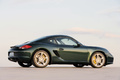 Porsche Cayman S vert 3/4 arrière droit