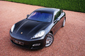 Porsche Panamera Turbo noir Courtrai 3/4 avant gauche vue de haut