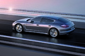 Porsche Panamera Turbo S - grise - 3/4 arrière gauche, dynamique