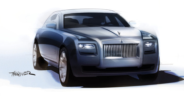 Rolls Royce Ghost dessin 3/4 avant droit