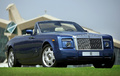 Rolls Royce Phantom Drophead Coupe bleu 3/4 avant droit
