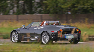 Spyker C8 Spyder anthracite Anvers 3/4 arrière gauche filé