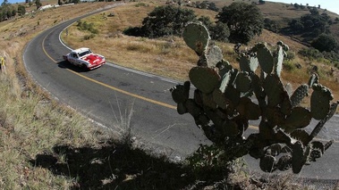 Studebake, rouge+blanc, action pano, 3/4 avt drt cactus