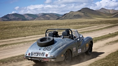 Sunbeam Alpine 1954, bleue, action, 3-4 ar d