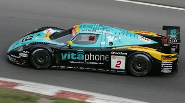 Maserati MC12 FIA GT noir/bleu filé penché vue de haut