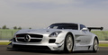 Mercedes SLS AMG GT3 gris 3/4 avant gauche travelling penché