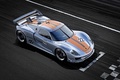 Porsche 918 RSR gris/orange 3/4 avant droit vue de haut