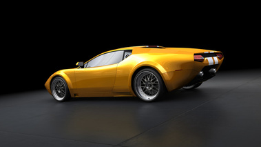 DeTomaso Pantera jaune 3/4 arrière gauche penché