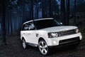 Range Rover Sport Supercharged blanc 3/4 avant droit penché