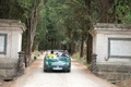 Austin Healey, verte, dos, entrée parc