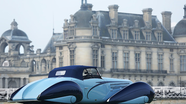 Delahaye 135M Figoni & Falaschi bleu 3/4 arrière droit 