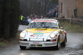 Porsche 911, blanc+jaune, action, 3-4 avg
