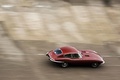 Malte à Montlhéry 2017 - Jaguar Type E bordeaux 3/4 arrièr droit filé