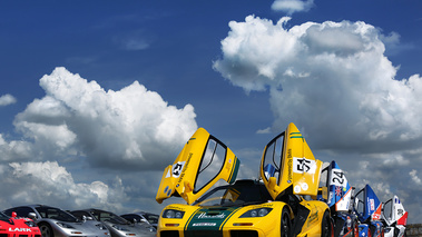 McLaren F1 GTR jaune 3/4 avant gauche portes ouvertes