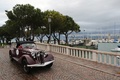 Alfa Romeo 6C Cabriolet bordeau, action 3-4 avd