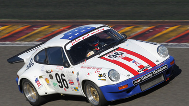 Porsche 911 RSR, blanc+bleu, action, 3-4 avd