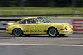 Porsche 911 Carrera 2.7 RS jaune/vert 3/4 avant droit filé