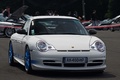 Porsche 996 GT3 RS blanc/bleu 3/4 avant droit