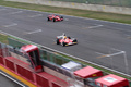 Ferrari Finali Mondiali 2011 - Mugello - F1 rouge x2 3/4 avant droit filé penché vue de haut