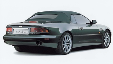 Aston Martin DB7 Vantage Volante vert 3/4 arrière droit capoté