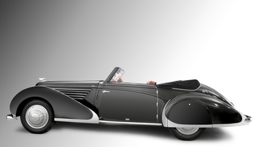 Artcurial Retromobile 2012, Delahaye 135 MS  Franay, noire profil gch