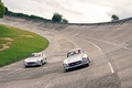 Mercedes 300 SL gris face avant & 3/4 avant gauche travelling penché