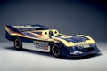 Porsche 917 CanAm Spyder bleu/jaune 3/4 avant droit