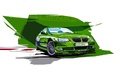 Alpina B3 GT3 - verte - 3/4 avant droit, sketch