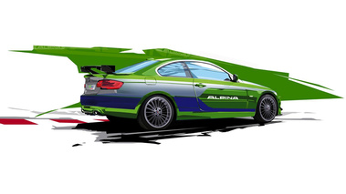 Alpina B3 GT3 - verte - profil droit, sketch