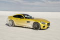 Mercedes AMG GT S - Jaune - 3/4 avant droit dynamique, sur lac salé