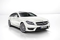 Mercedes CLS 63 AMG S Shooting Brake blanc 3/4 avant droit