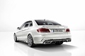 Mercedes E63 AMG S blanc 3/4 arrière gauche