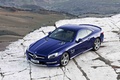 Mercedes SL65 AMG R231 bleu 3/4 avant gauche fermé vue de haut