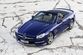 Mercedes SL65 AMG R231 bleu 3/4 avant gauche vue de haut