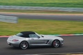 Mercedes SLS AMG Roadster anthracite satiné/mate 3/4 arrière droit filé vue de haut