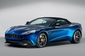 Aston Martin Vanquish Volante - bleue - 3/4 avant gauche capote fermée