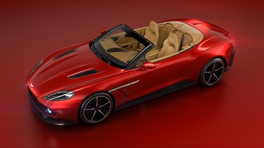 Aston Martin Vanquish Volante Zagato rouge 3/4 avant gauche vue de haut