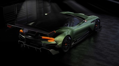 Aston Martin Vulcan vert 3/4 arrière droit