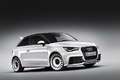 Audi A1 Quattro blanc 3/4 avant droit penché