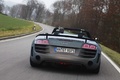 Audi R8 GT Spyder bleu mate face arrière travelling penché 2