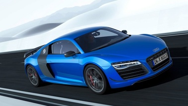 Audi R8 LMX - bleu - 3/4 avant droit dynamique