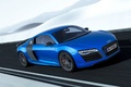 Audi R8 LMX - bleu - 3/4 avant droit dynamique