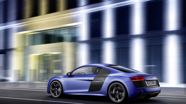 Audi R8 V10 Plus bleu mate 3/4 arrière gauche travelling 