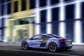 Audi R8 V10 Plus bleu mate 3/4 arrière gauche travelling 