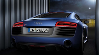 Audi R8 V10 Plus bleu mate face arrière