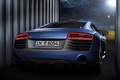 Audi R8 V10 Plus bleu mate face arrière