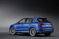 Audi RS Q3 bleu 3/4 arrière gauche