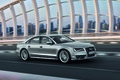 Audi S8 V8 gris 3/4 avant droit travelling