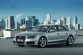 Audi S8 V8 gris 3/4 avant gauche